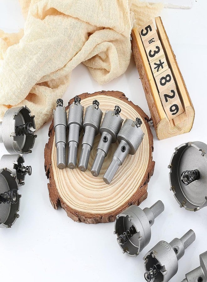 UPTODATETOOLS 13 Pack 14-50mm Tungsten Carbide Hole Saw Kit, TCT Hole Saw Cutter Metal Hole Cutting Bit Set, 0.6 Inch Cutting Depth Sharp Hole Saw Drill Bit - Image 3